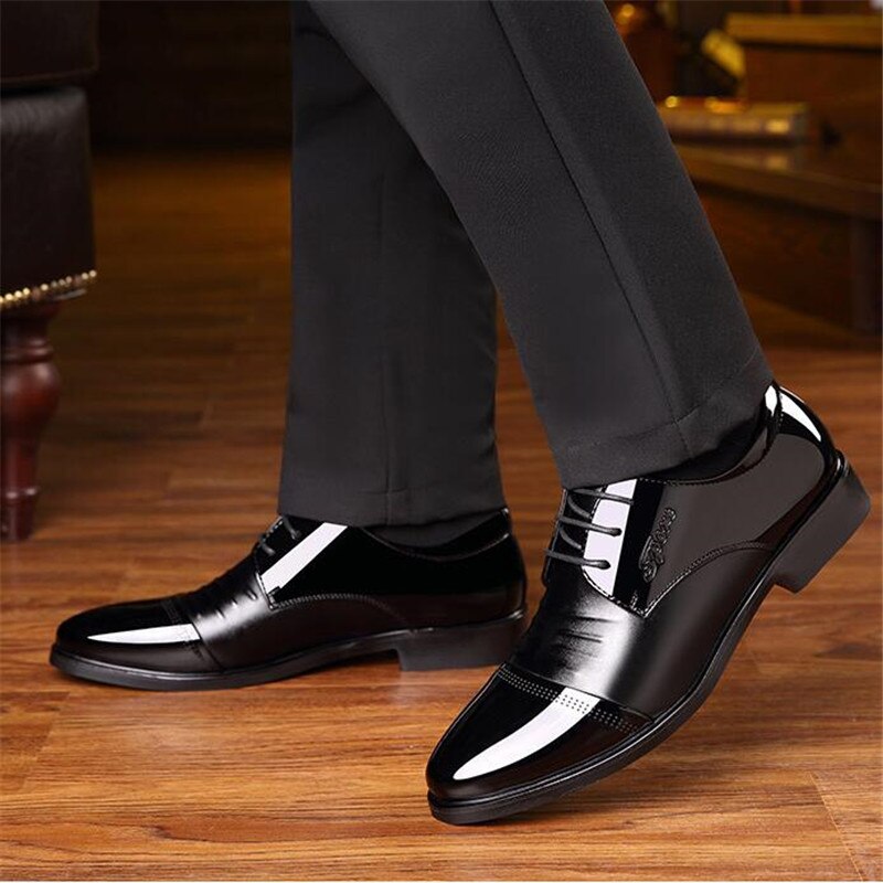 6cm högklackade skor för män läder klänning skor oxfords snörning svarta herr officiella skor män klassiska lägenheter sapatos sociais