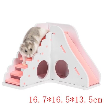 Casa de madera rosa para hámster, casa sólida lavable para ratas, jaula para conejillos de indias, accesorios para mascotas ZG0012: pink-ZG0011
