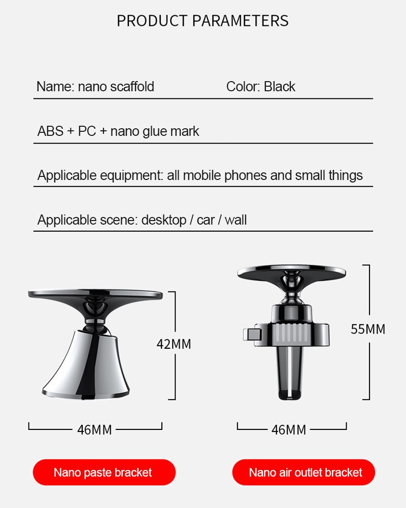 Car Phone Holder For Cell Mobile Phone Holder Multi-Function Nano Rubber Pad Car Mount Holder Stand For Chase Drama Navigation