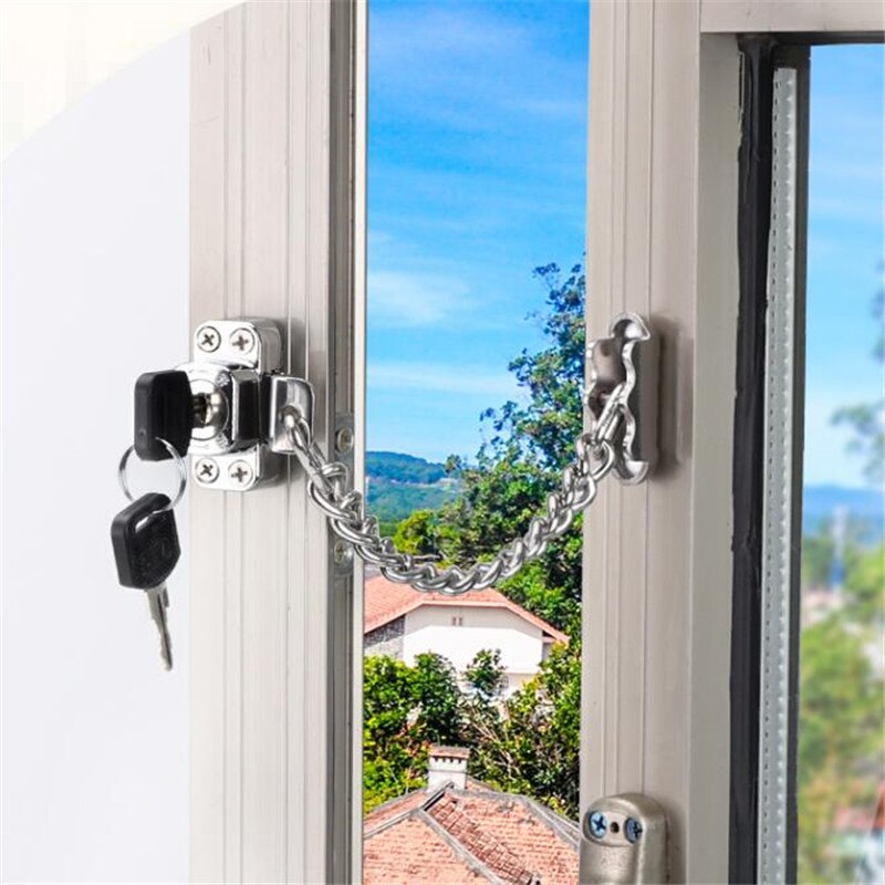 Door Window Lock Anti Theft Security Sash Tilt Latches Child Protection Moving Door Hasp Home Doorstop Guard Chains Clamp