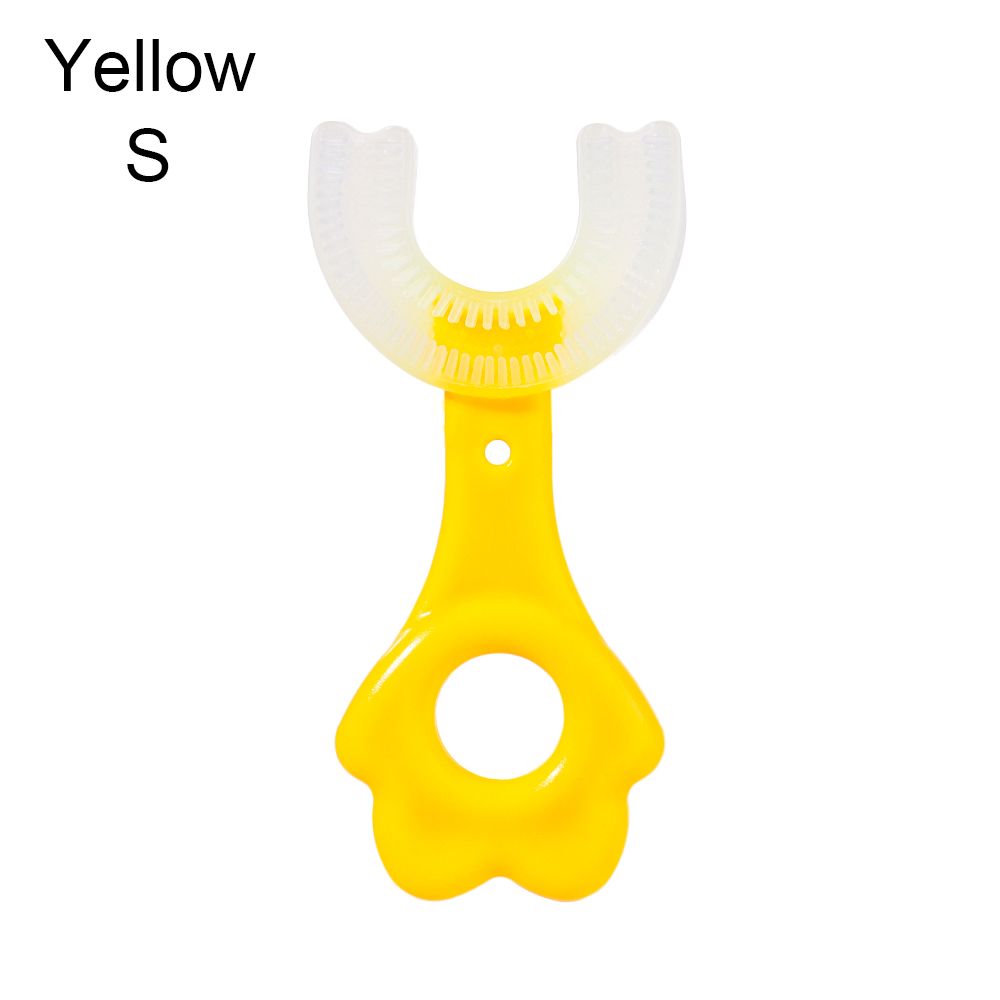 Silicone U-Shape Toothbrushes Kids Manual Toothbrushes Toddler Teeth Cleaning Brushes Oral Care: yellow-S