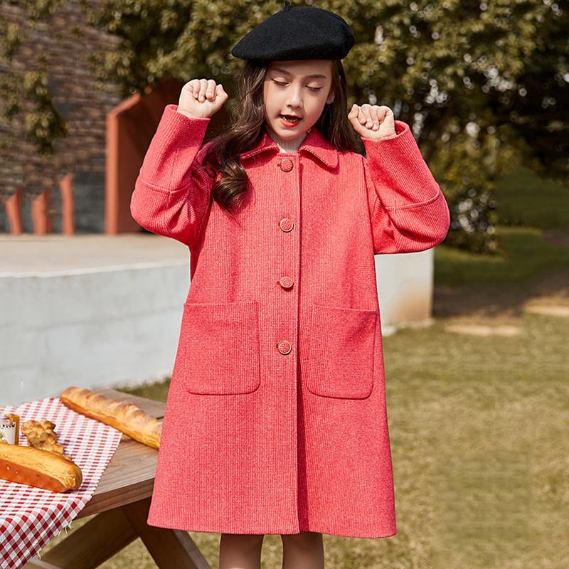 Höst vinter flickor ullrock barn rutig barn outfit tonårskläder barn fritids ylle ytterkläder  k205