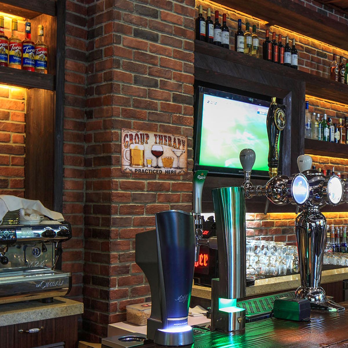 Nuolux "Groep Therapie Beoefend Hier" Vintage Metalen Emaille Muur Teken Plaque Poster Voor Cafe Bar Pub Beer