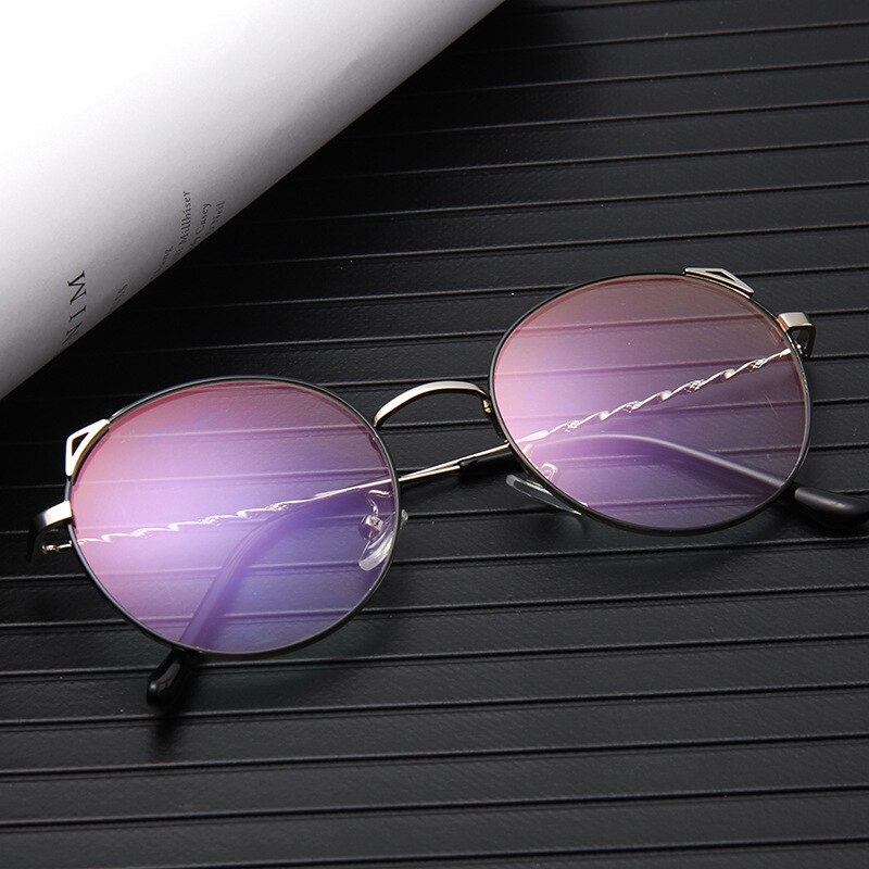 Montura de gafas de Oreja de Gato Retro para mujer, gafas redondas a la , montura de gafas coreanas, gafas de señoras decorativas