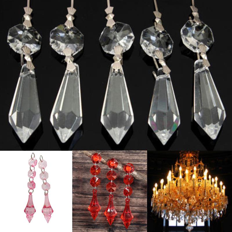 10 stuks/pak kroonluchter achthoekige kralen kristal lamp hangers decoratie onderdelen