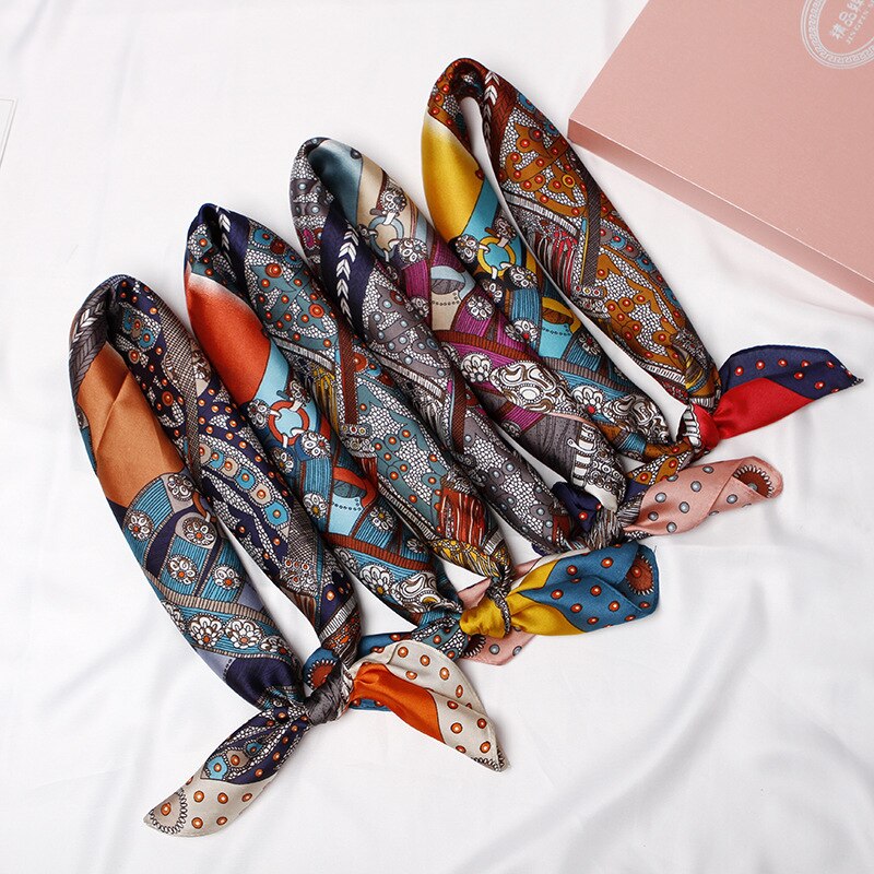 70 x 70 satijnen stippen multifunctionele dames zijden keper sjaal satijnen vierkante stropdas haarband dames foulard femme handdoek bufanda sjaal