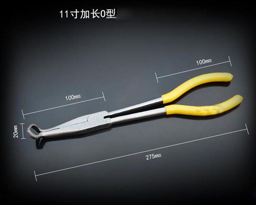 280mm Extra larga pinzas alicate de punta doblada herramientas de reparación manual O en forma de punta de RepairingTool 0/25/45/90 grado curva alicates: 11 inches O-shape