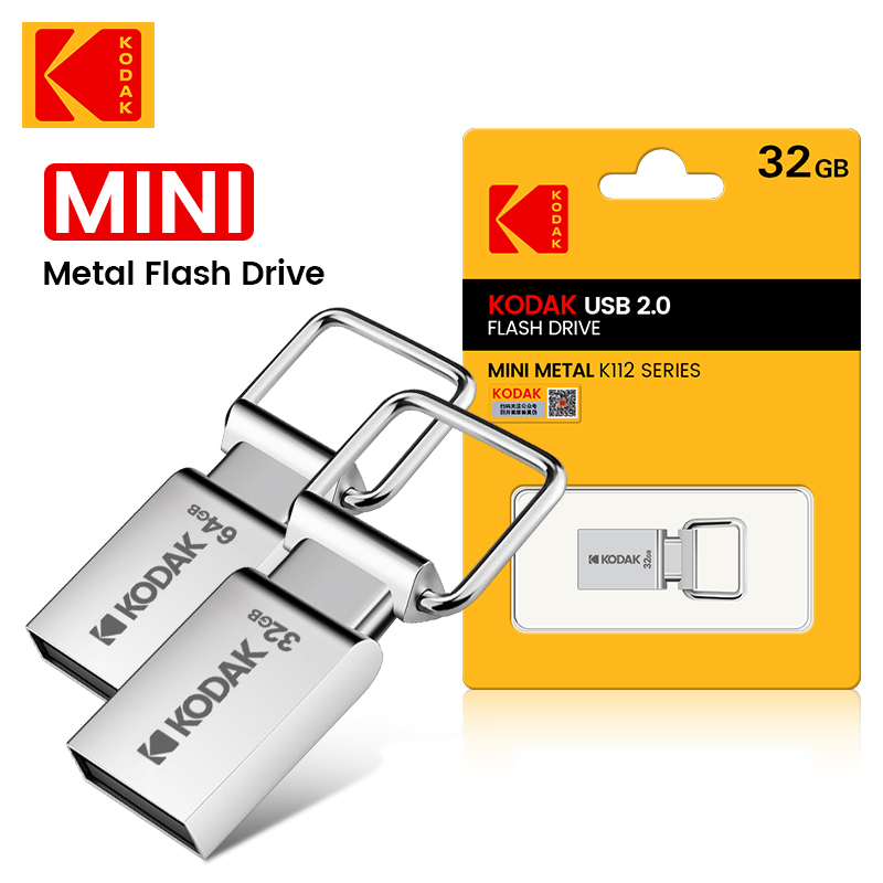 KODAK K112 Super Mini Metal USB Flash Drive 64GB 32GB USB2.0 Flash Disk Flash pendrive Memory stick pen drive Car Key leather