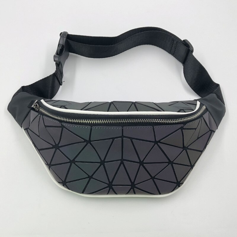 Dame midjeveske fanny pack luksusmerke geometrisk lysende belteveske holografisk reise menn brystvesker håndveske midjepakke