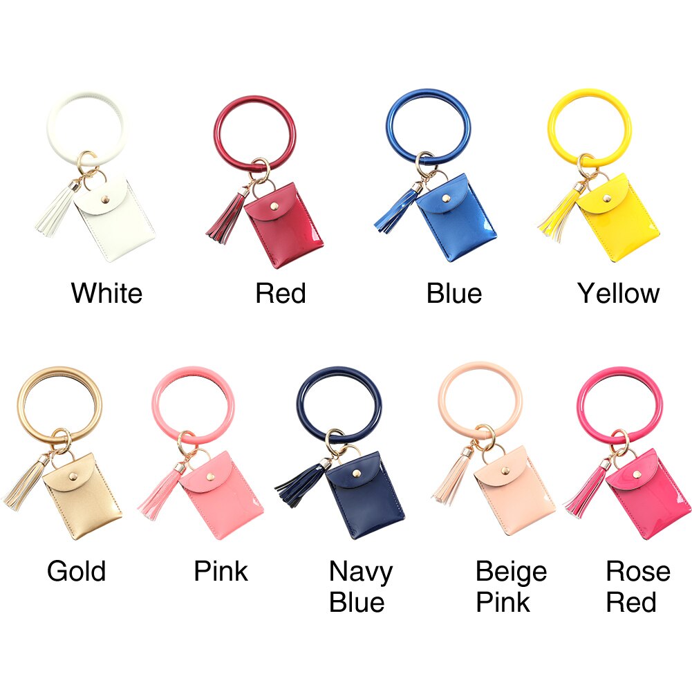 Women With Zip Coin Purse Portable Credit Card Daily Ornaments Wristlet Keychain Mini PU Leather Accessories