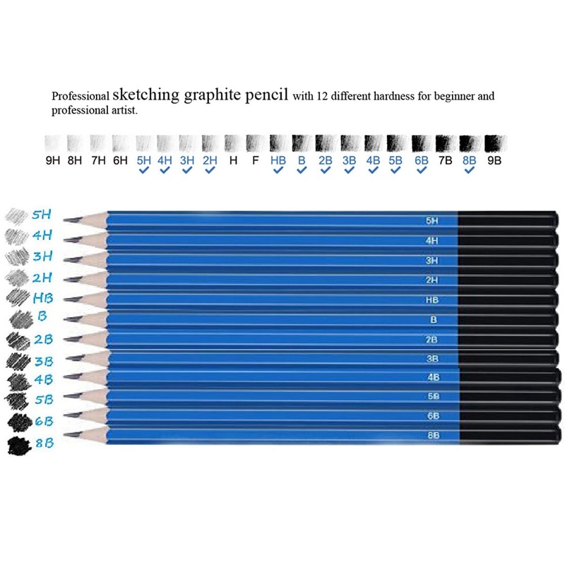 50Pcs Schetsen Potloden Set Professionele Tekening Hout Potlood Kit Voor Scholieren Schilderen Tool Art Supplies
