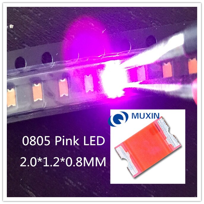 100 Pcs Smd 0805 ) roze Surface Mount Led Chip Diode 3.2V Superflux Light Emitting Diode Lamp Elektronica Componenten Voor Pcb