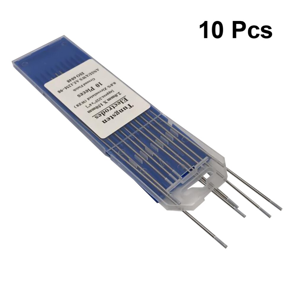 10pcs/1 Bag TIG Welding Tungsten Electrodes 0.8% Zirconiated WZ8 Tungsten Electrode Welding Rods (1.0MM x 150MM): Silver 2