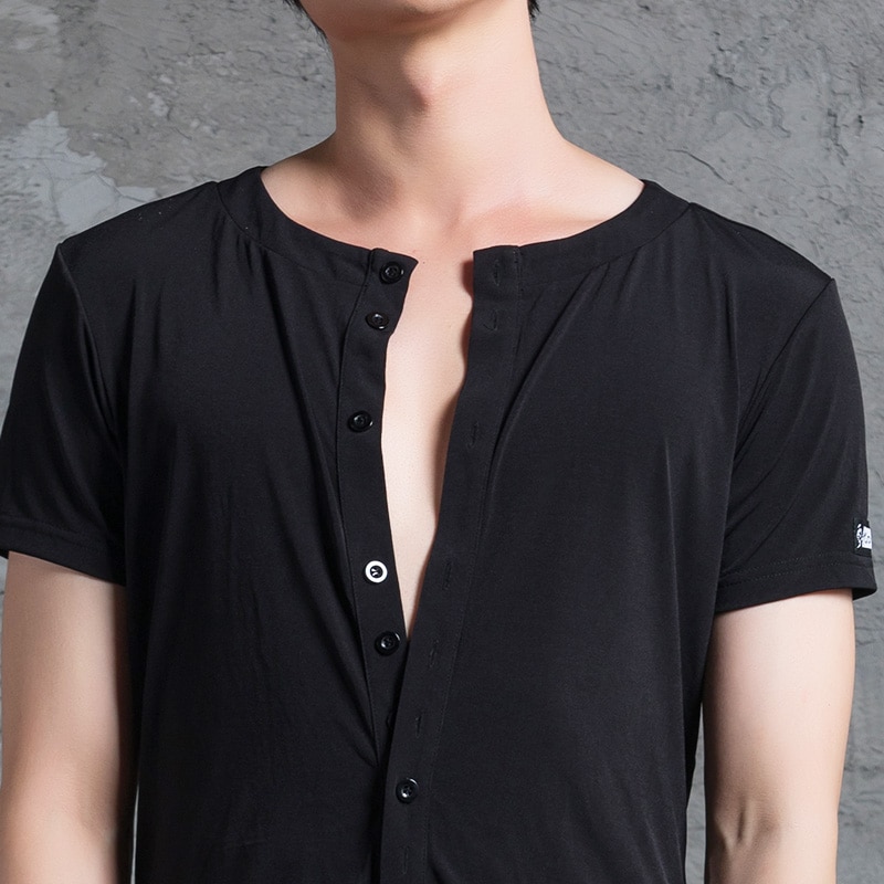 YJFY-Men's Long Sleeve V Neck Latin Dance Tops Dance Wear