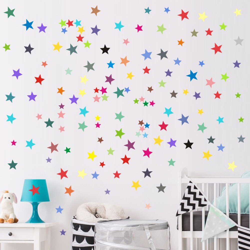 Window Art DIY Decals Star Wall Stickers PVC Kids Rooms Baby Nursery Removable Bright Colourful Murals Bedroom Ceiling Cartoon