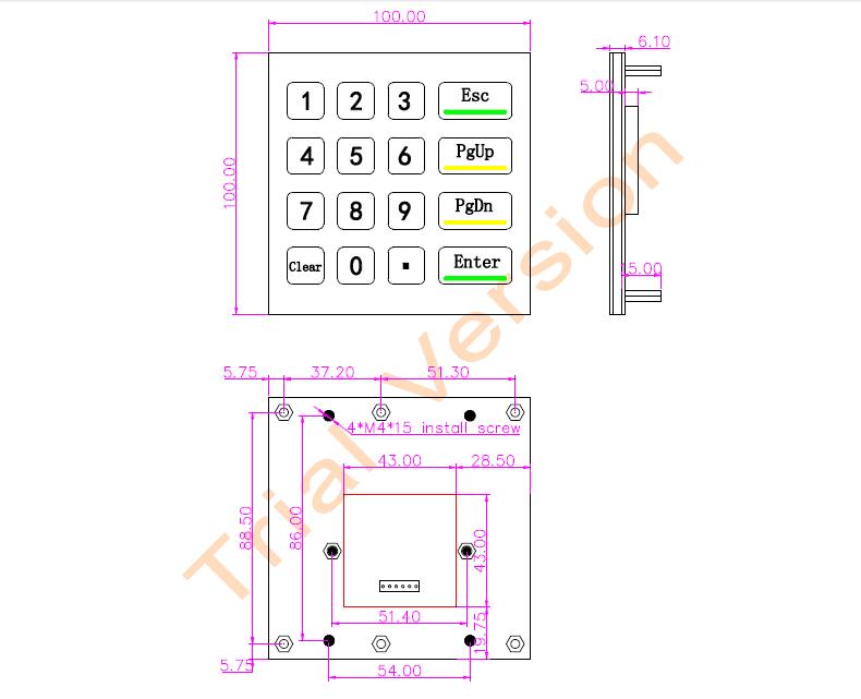 Metall Matrix tastatur IP65 wasserdicht industrielle tastatur benutzerdefinierte numerische tastatur 4*4 tastaturen ATM automaten tastatur