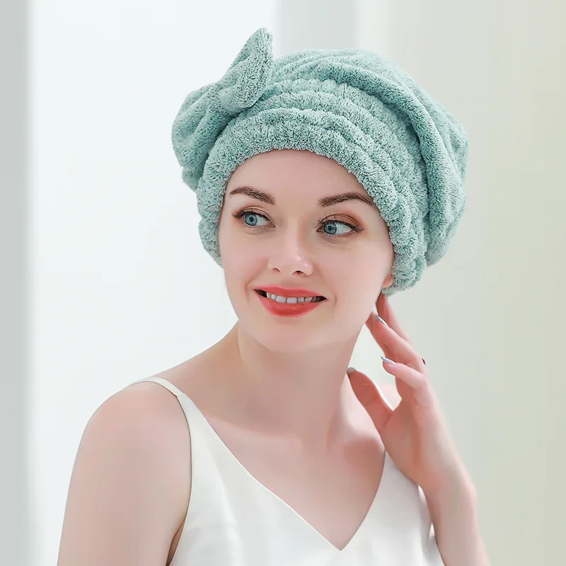 Enveloppement de serviette de cheveux en bambou, Turban de douche en microfibre pour séchage de cheveux avec nœud papillon, serviettes absorbantes à séchage rapide pour femmes Anti-frisottis