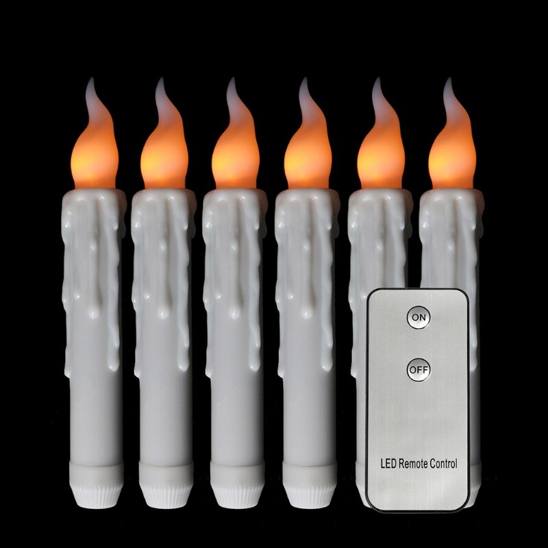 6 Pcs Long Simulation Candle Flame Shape Light Outdoor Garden Decor Lantern LEDs 77HD