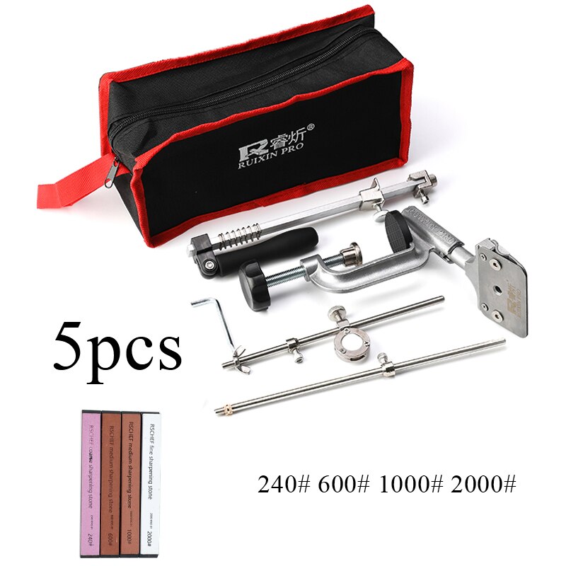 RUIXIN pro coltello rotante a 360 gradi affilacoltelli multifunzione ad angolo fisso impostato di pietra per affilare i diamanti: 5pezzi C