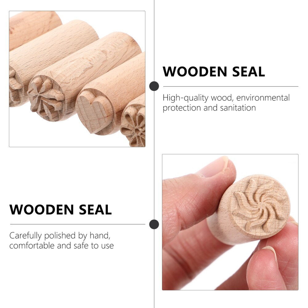 7/5 Pcs Wooden Clay Pottery Stamp Pottery Tool Wood Block Stamp Clay Decorative Stamp DIY Crafts Ideal