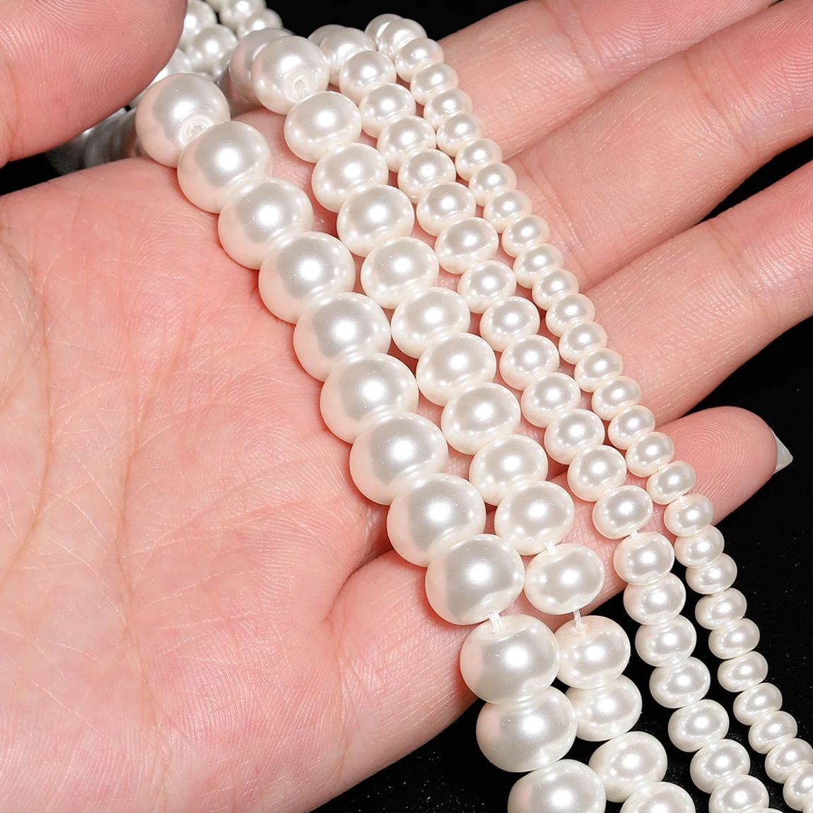 Perlas de imitación blancas redondas planas, cuentas sueltas de vidrio para joyería, costura, accesorios para pulseras y pendientes hechos a mano DIY