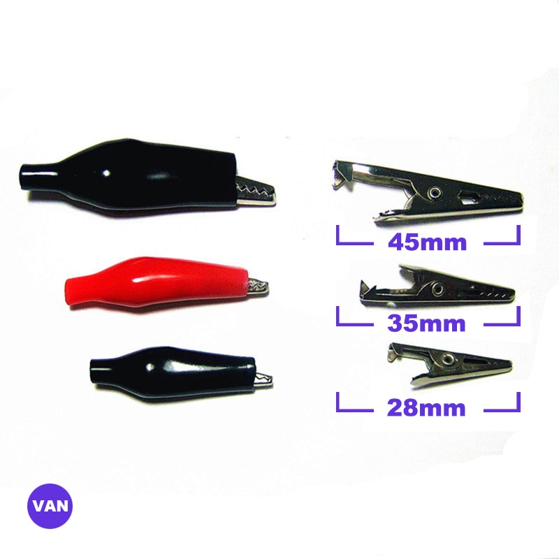 10PCS 28mm/35mm/45mm Metal Alligator Clip Crocodile Electrical Clamp Testing Probe Meter Black Red Plastic Boot Car Auto Battery