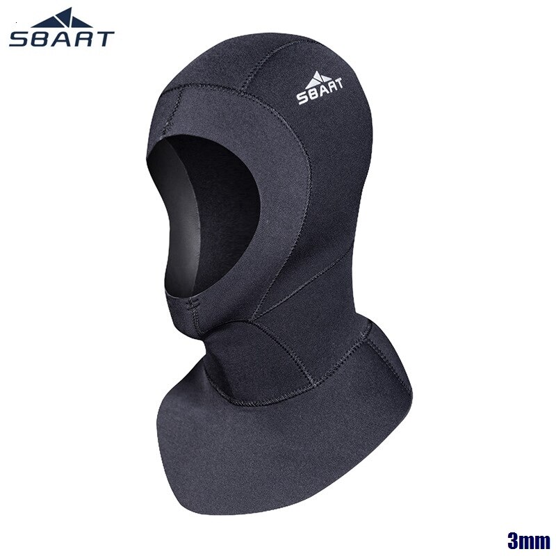 SBART 3 millimetri di Neoprene Uomini Donne Scuba Diving Snorkeling Cappello Collo Pieno Viso Maschera Impermeabile Caldo di Pesca In Apnea Nuoto Cappuccio Cap: Black / XL