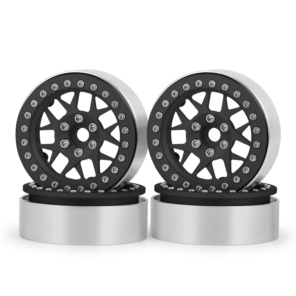 AXSPEED 4 llantas de Metal de 1,9 "/2,2 pulgadas Beadlock 25/35mm para Axial SCX10 Wraith TRX-4 D90 1/10 coche trepador de control remoto piezas de mejora: Negro