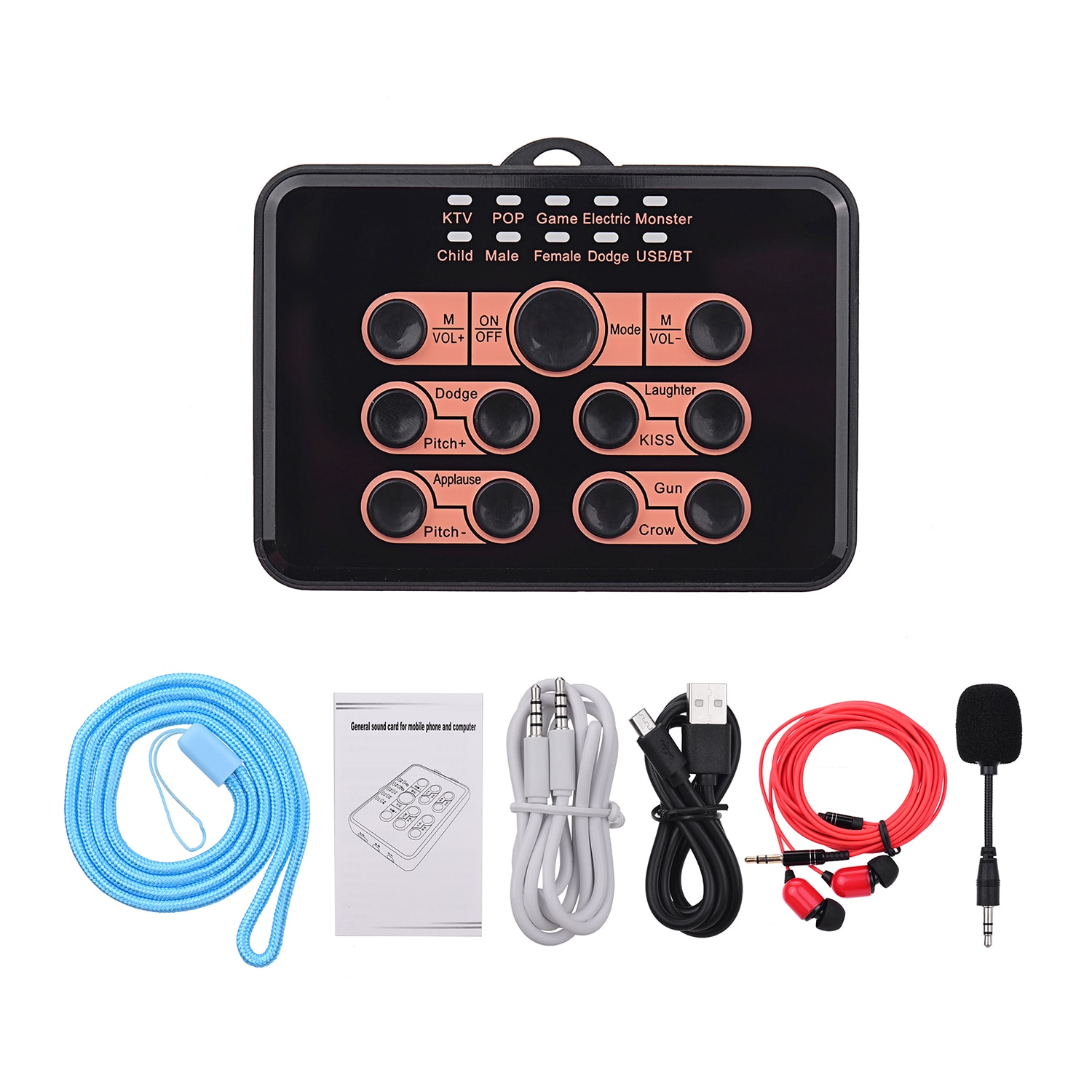 DUO Carte De Changeur De Voix, Carte Son En Direct, Carte Vocale Pour Ordinateurs De Téléphones