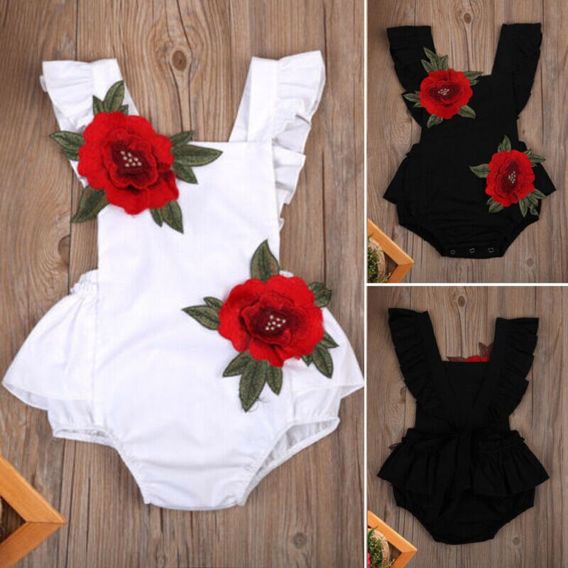 Peuter baby meisjes zoete 3d borduurwerk bloemen jumpsuit mouwloos zonnepak outfits kleding playsuit