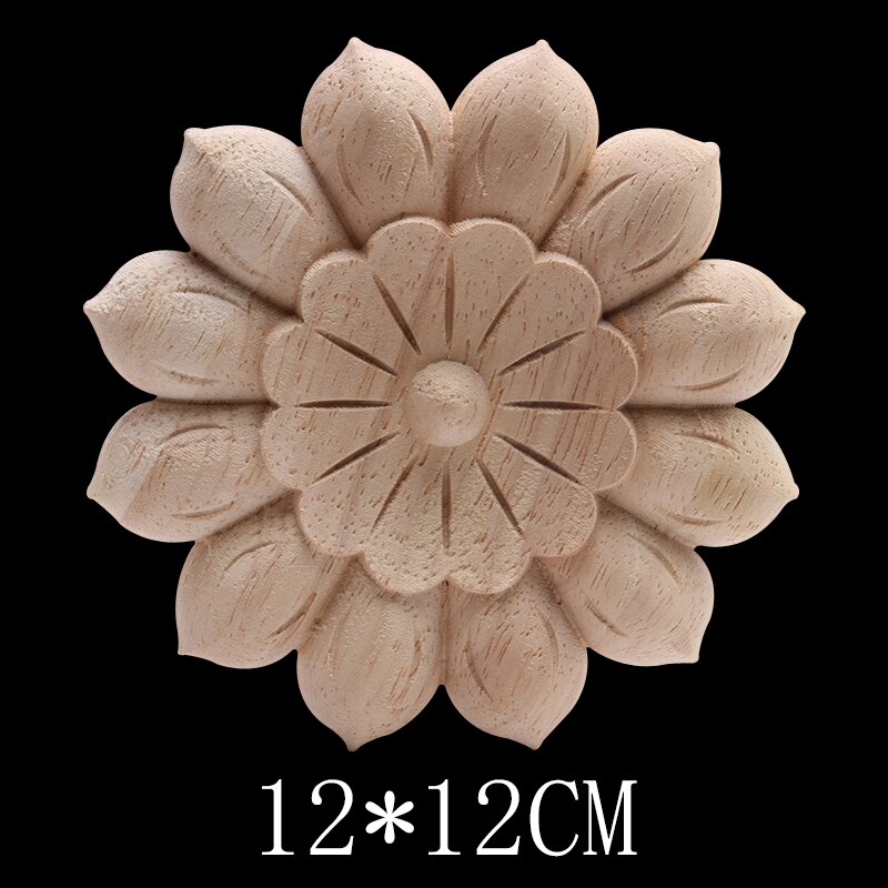Decoración Retro Natural molduras de madera exquisitas, calcomanía para madera apliques de madera, Onlay Rose Floral grande largo mueble madera gabinete: B125-6