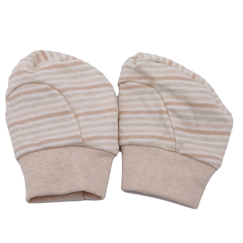 Newborn Protection Face 100% Cotton Anti Scratching Gloves Foot Cover Baby Striped Glove Cartoon Pattern Anti-grasping Gloves