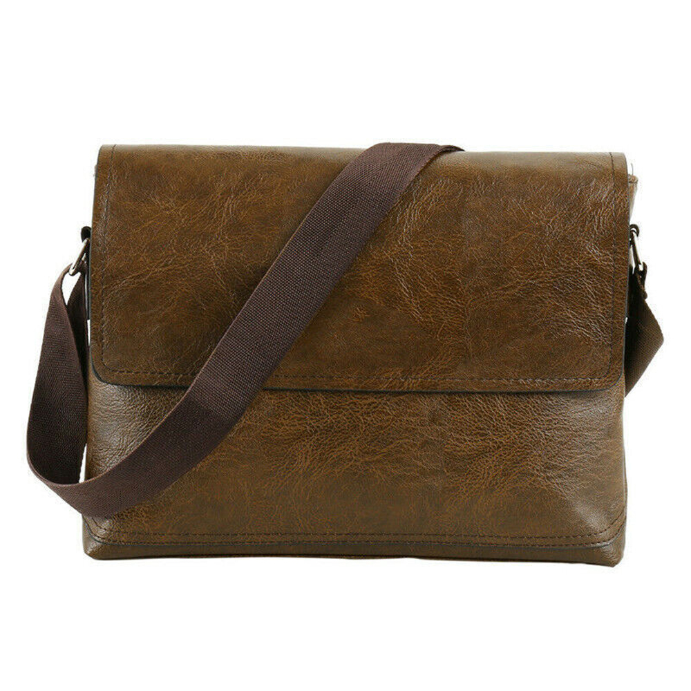 Herre lædertasker business casual pu enkeltskulder crossbody tasker multifunktionelle vintage håndtasker herre: Blå