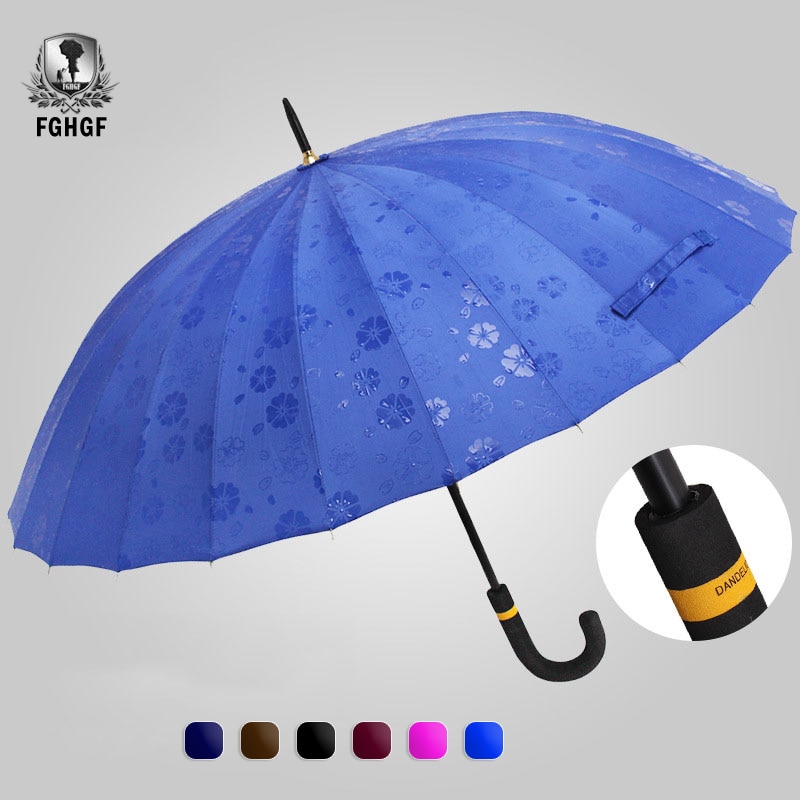 FGHGF Bloemen Patroon 24 k Magic Long-handvat Paraplu Extra Grote Maat Oversized Winddicht Grote Vrouwen Mannen Paraguas