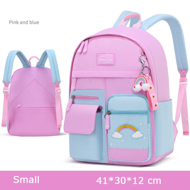 2022 Rainbow Series Backpack Kids Waterproof School Backpacks for Teenage Girls Primary Children School Bags mochila femenina: S pink2