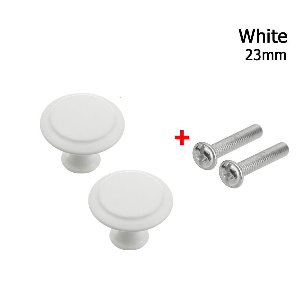 2Pcs/lot Closet Drawer Knobs Cabinet Handles Wardrobe Pulls Handle With Screw Wardrobe Furniture Hardware Kitchen Door Handle: 23mm-white