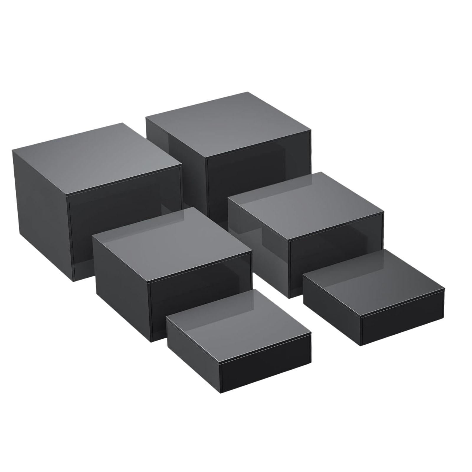 6x suporturi acrilice cu suporturi tampon cu fund gol pentru obiecte de colecție alimentare, catering, bijuterii, artă, fotografie: Negru