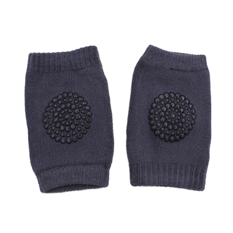 Niños 1 par algodón Semi-Peinado dispensador Terry suave Anti-slip seguridad almohadilla para codo de gatear la rodilla bebé nacido Niño: Dark Grey
