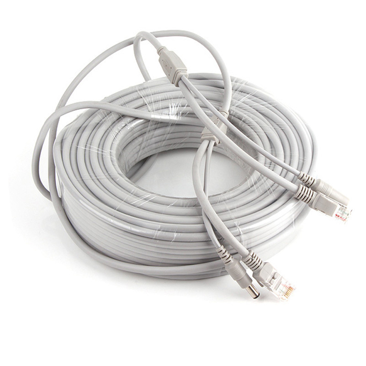 20m/66ft ethernet-kabel  rj45 +  dc power cat 5/ cat -5e forlengelse cctv nettverkskabel lan-kabel for ip kamera nvr system