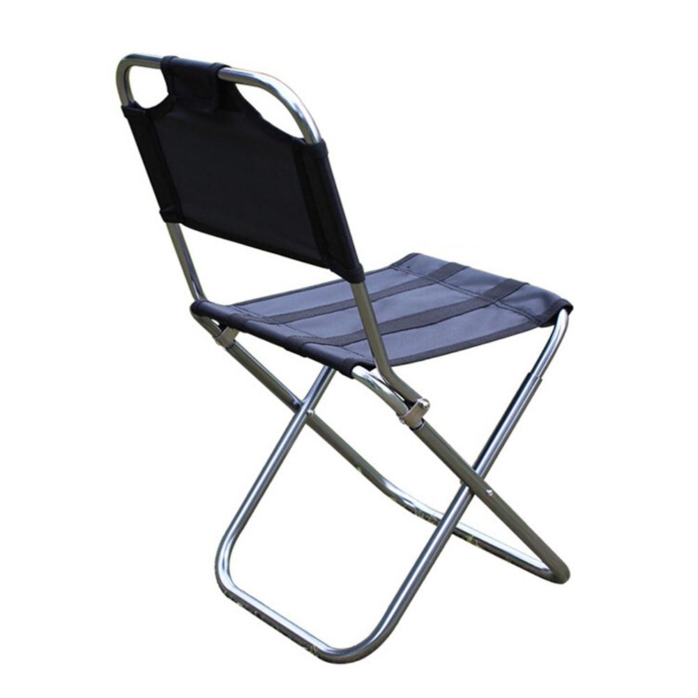 Ultralight Portable Folding Outdoor Fishing Camping BBQ Black Aluminum Backrest Stool