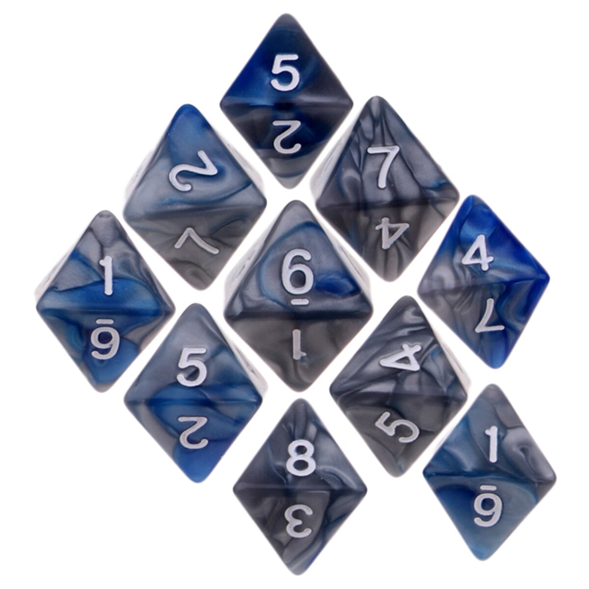 Set di dadi poliedrici da 10 pezzi Fantasy Dream Pearl Swirl dadi multi-faccia D8 per appassionati di DND RPG avventuriero