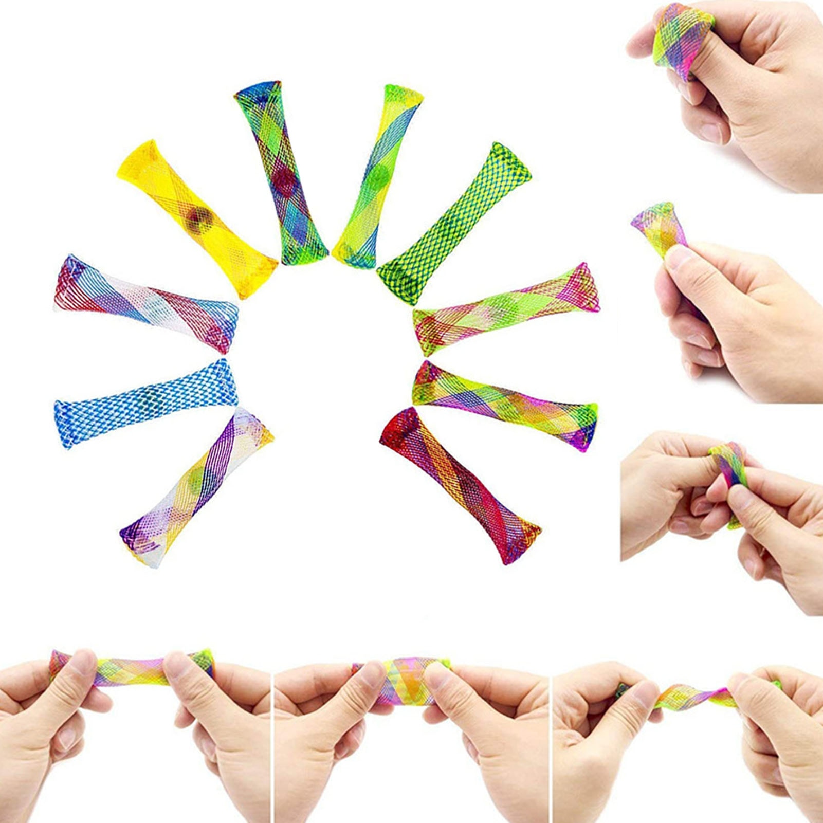 10PCS Sensory Fidget Toys Marbles Ball Autism ADHD Anxiety Therapy Toys EDC Stress Relief Hand Fidget Toys Braided Mesh