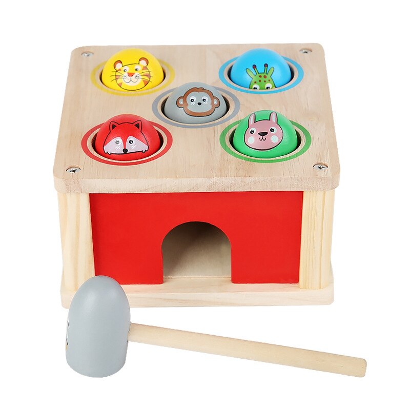 Kleurrijke Houten Hamer Speelgoed Educatief Stampende Bench Beat Speelgoed Playset Smack Dier Klop Playset Speelgoed Houten Hamer Speelgoed: Default Title