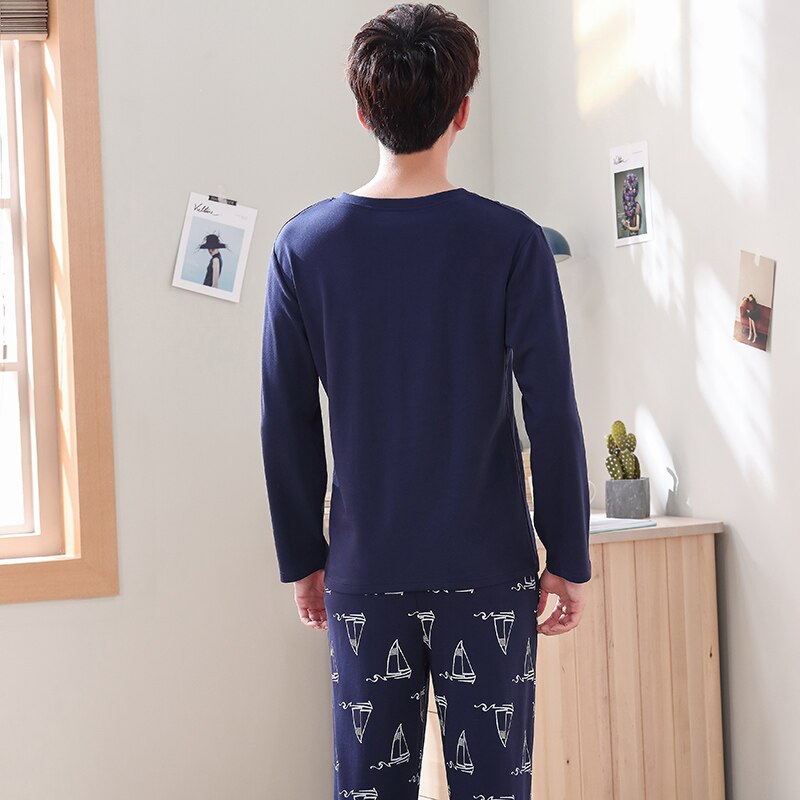 Autumn and winter thick men's clothes two-piece home service CAIYIER cotton pajamas suit long-sleeved top + pants pajamas