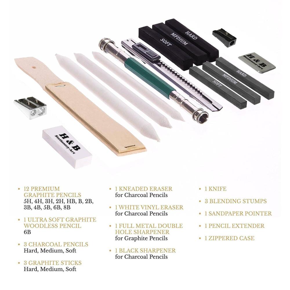 32pcs Sketching Pencils Sketching Drawing Pencils Kit Set Wood Pencil for Art Supplies School Students