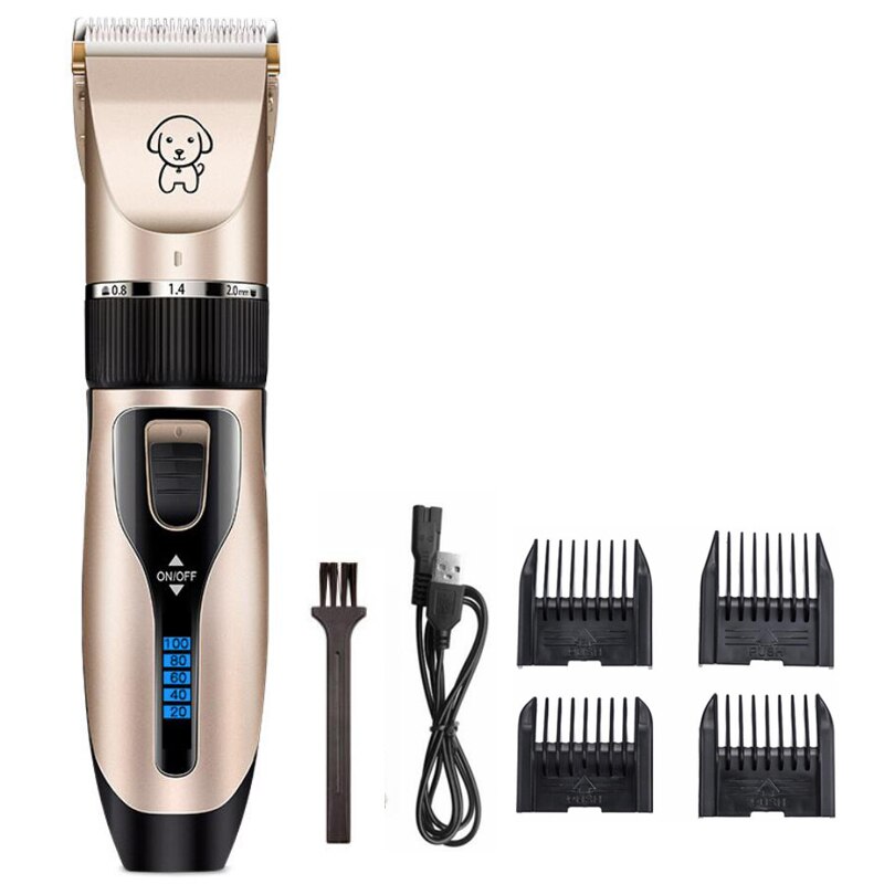 Rechargeable Low-noise Pet Hair Clipper Remover Cutter Grooming Cat Dog Hair Trimmer LCD Electrical Pets Hair Cut Machine: Standard