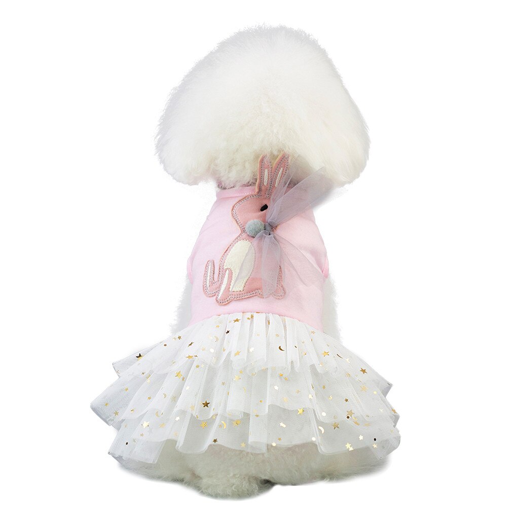 Dog Pet Bottoming Rabbit Print Dress Clothes Cat Lace Breathable Dress