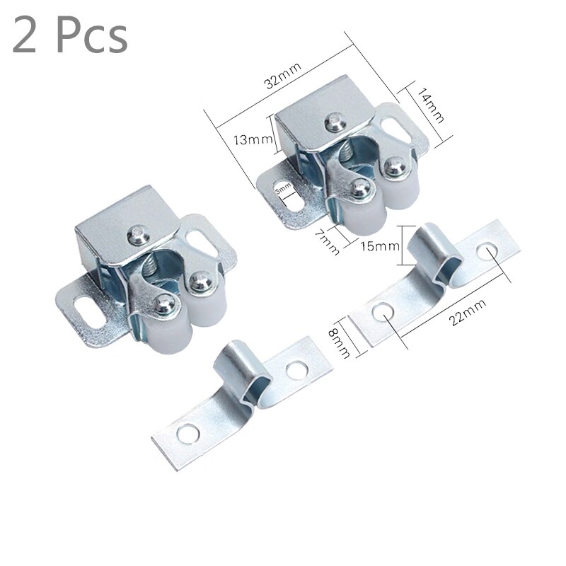 2 stk dørlukker stopper magnet spjeld buffer skap fanger holder med skruer garderobe hardware møbler beslag: Sølv 2 stk