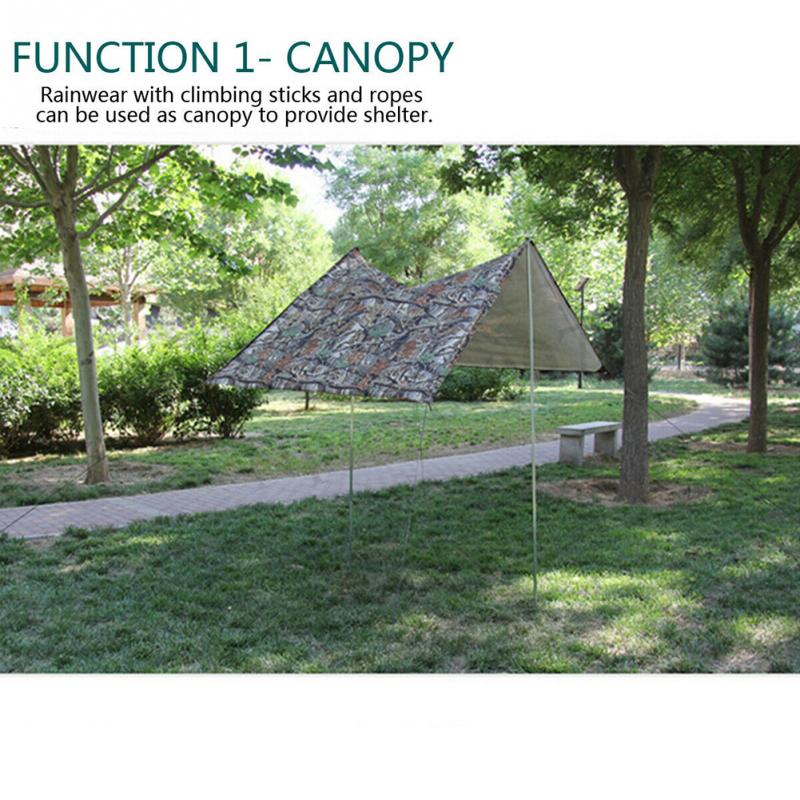 Poncho Impermeabile 3-in-1 Mimetico - Leggero, Multiuso Per Campeggio E Pioggia, Uomo/Donna - Foto 3