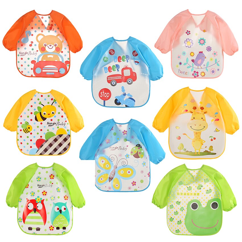 2 Stuks Baby Baby Slabbetjes Waterdicht Dineren Kleding Lange Mouw Schort Kinderen Voeden Kiel Burp Babykleertjes Reverse Dressing